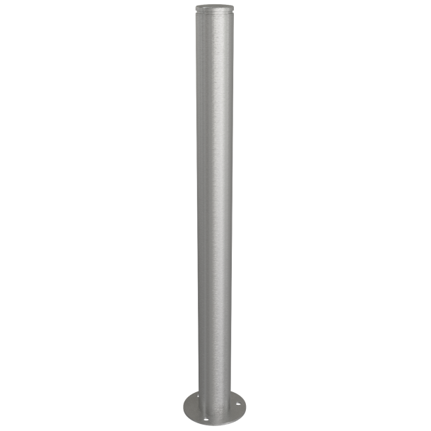 Stainless steel post |  76 mm | with decorative ring | stationary, to be fixed by plugswith base plate  150 x 5 mm | without lock | without eyelet
